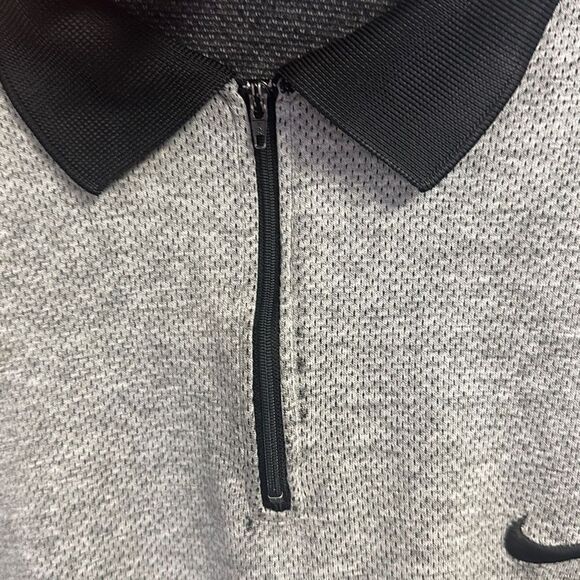 Nike Men Vintage '90s Quarter Zip Ribbed Collar‎ Short Sleeve Polo Shirt Gray XL - Picture 6 of 11